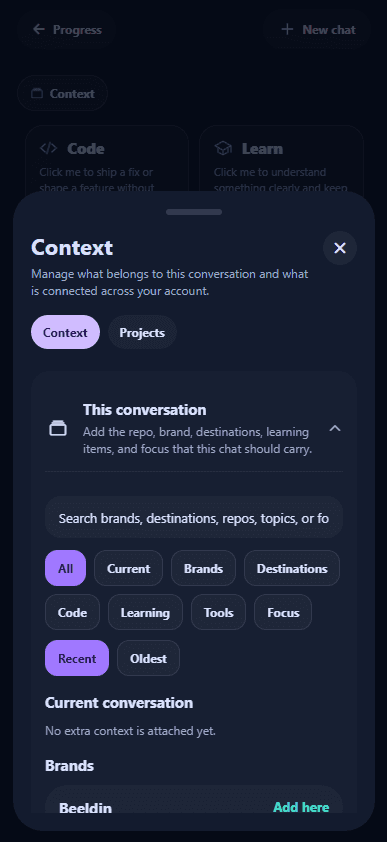 Conteenua context modal