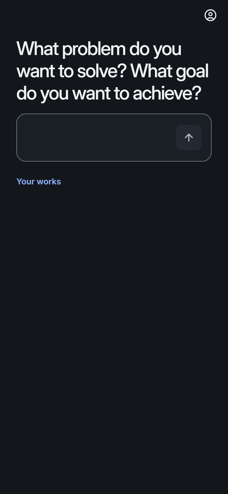 The Conteenua home on a phone in dark mode, with the same question and box